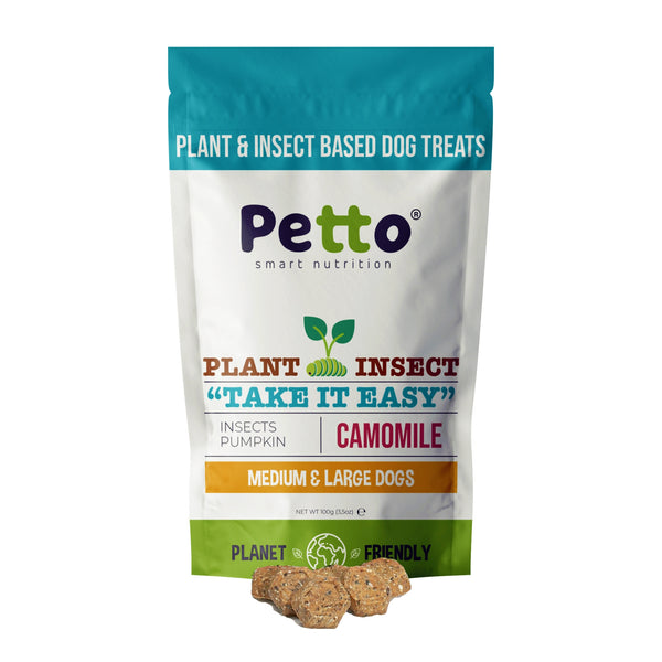 "Take It Easy" Plant & Insect Based Dog Treats with Camomile, Insects and Pumpkin 100g