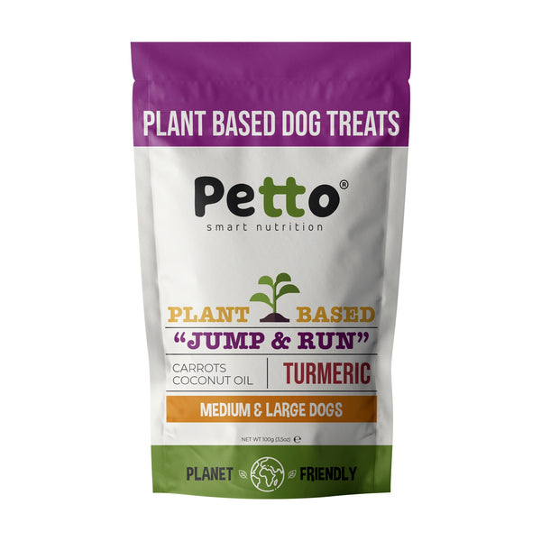 "Jump & Run" Plant Based Dog Treats with Turmeric, Carrots and Coconut Oil 100g